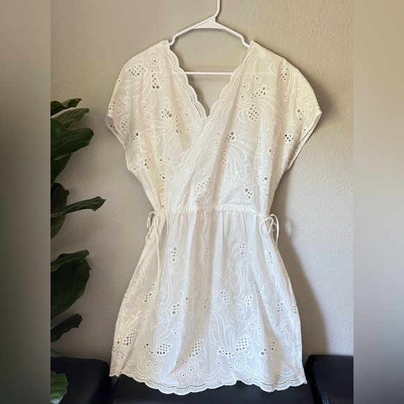 Cabi White Eyelet Embroidered Cotton Cover-Up Dress Size XL #5615 - Picture 3 of 13